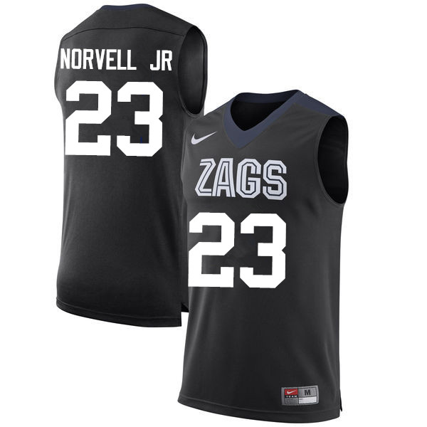 Men #23 Zach Norvell Jr. Gonzaga Bulldogs College Basketball Jerseys-Black